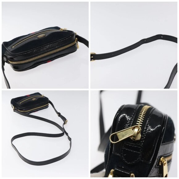 GUCCI Ofdea Sherry Line Shoulder Bag Suede Navy Gold 517350 Auth BA2925 - Picture 16 of 16